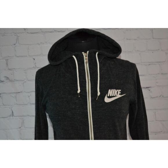 46237-a Nike Casual Athletic Jacket With Pocket Gray Cotton Size Medium Womens - Picture 4 of 8